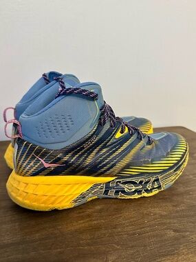 Hoka W Speedgoat Mid 2 GTX Shoes Provincial Blue/Saffron Size 6.5